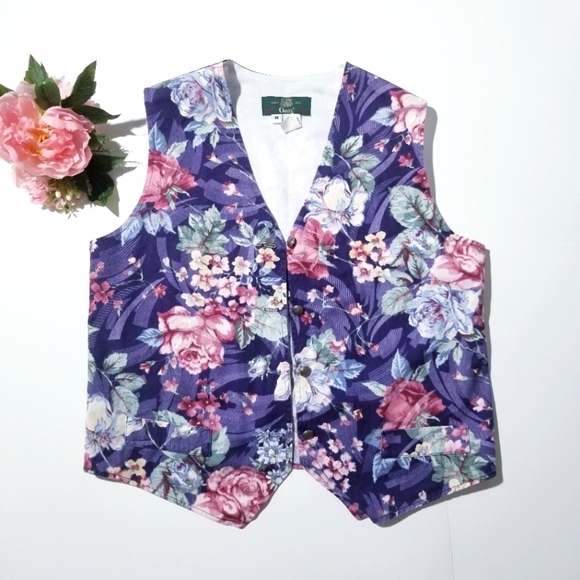 ORVIS Vintage Made in USA Floral Button Vest - Picture 2 of 14